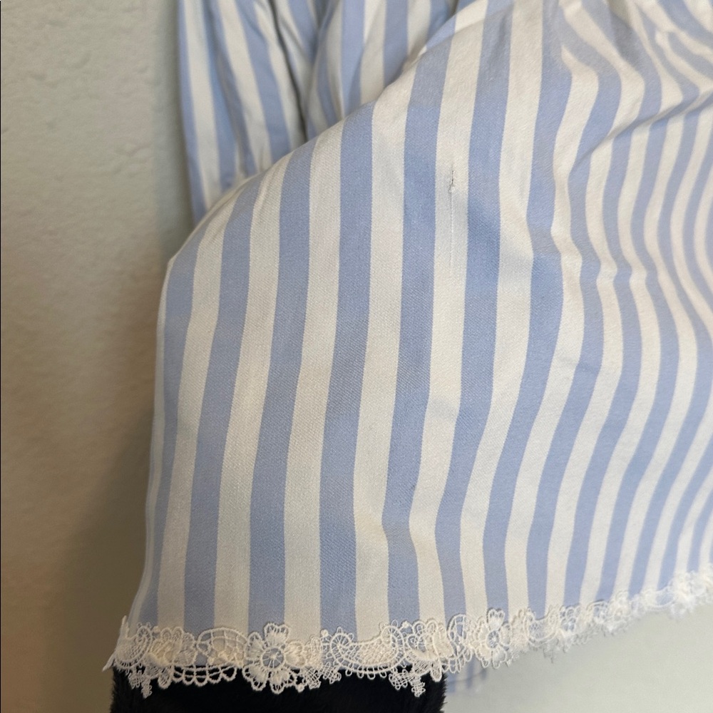 HOUSE OF CB ' Liesl Blue striped pintucked mini Dress NWOT  blue sz XS Tall long - Picture 12 of 16